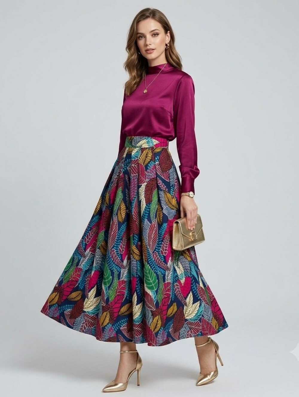 Francis + Benedict Cotton Blue Pink Floral Maxi Skirt NWT XS